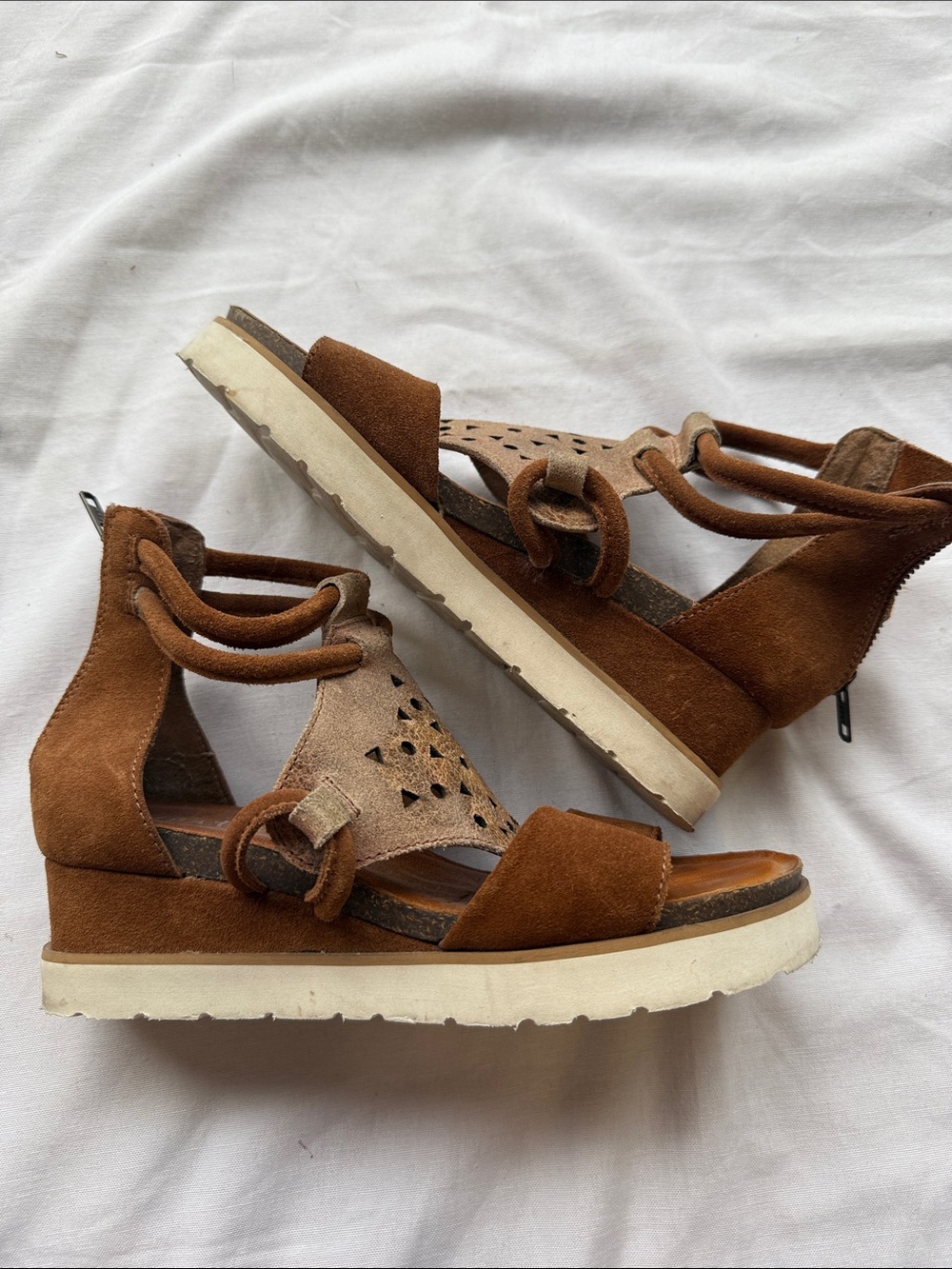 Women's Brown Suede Platform Sandals
